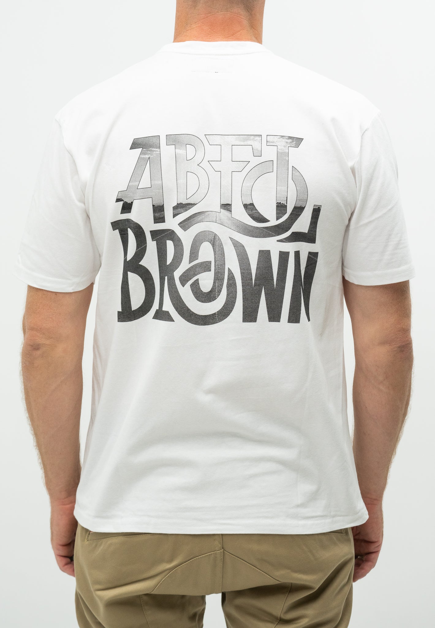 Abel Brown Stretch Tee - White