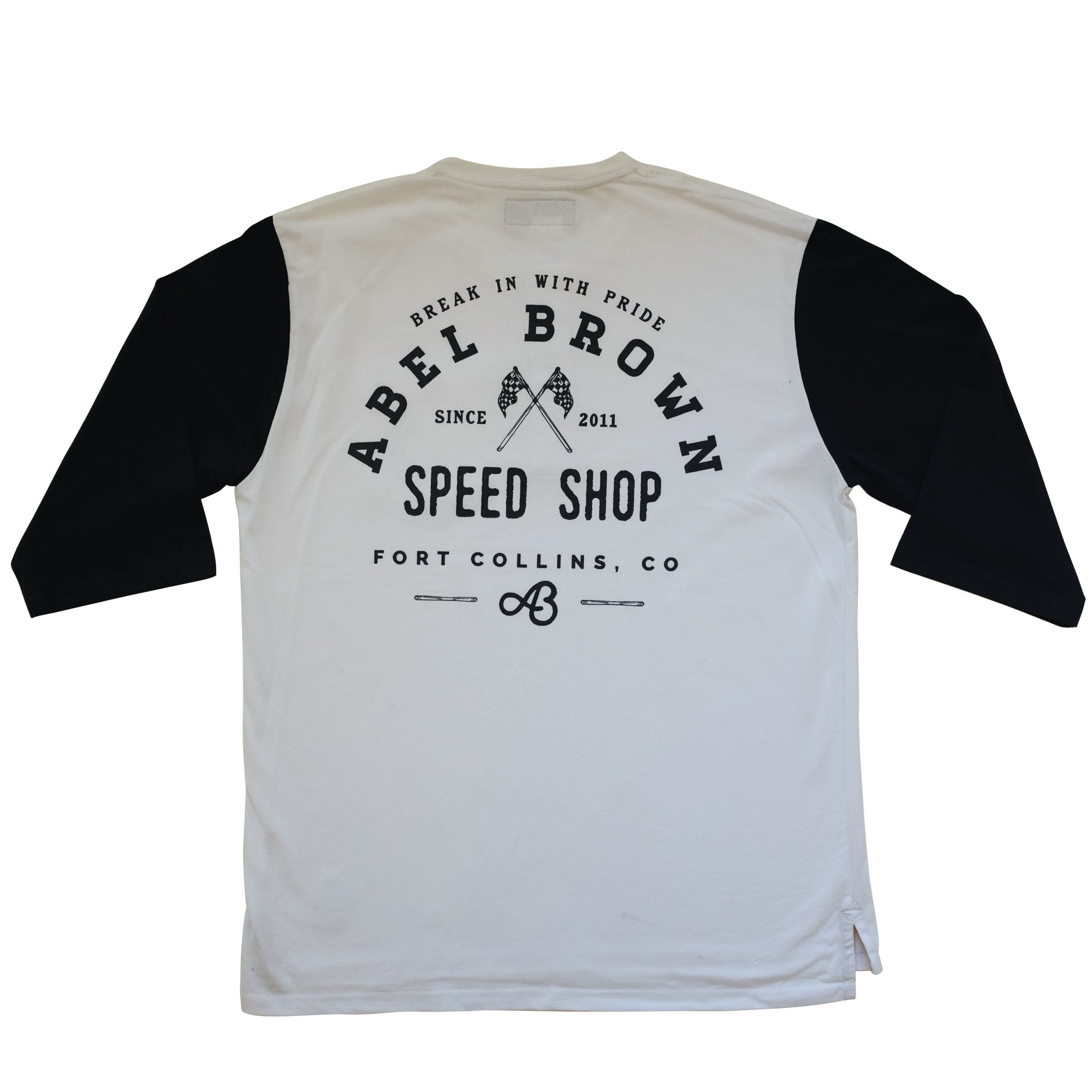 Rally Graphic 3/4 sleeve Henley shirt- White - Abel Brown