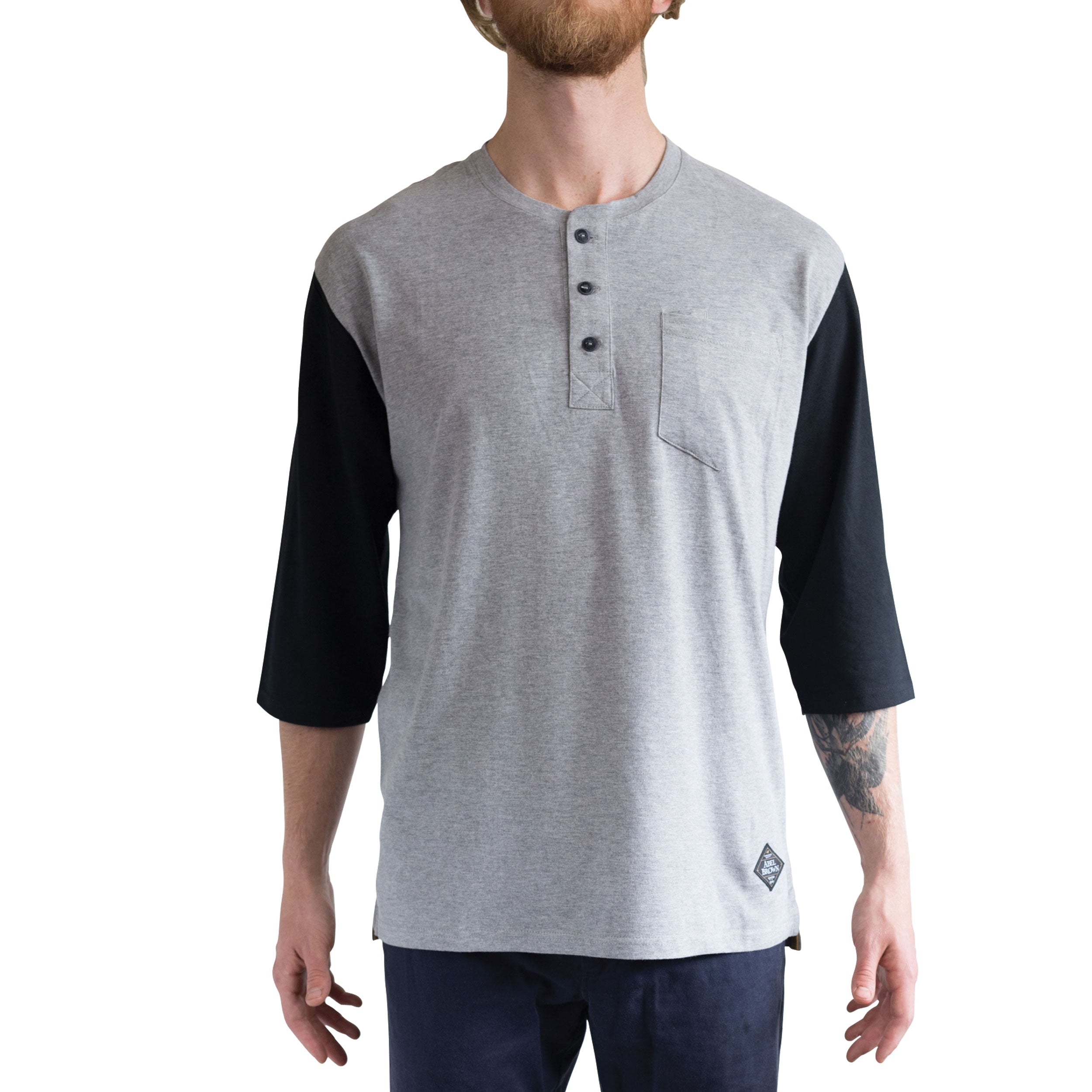 Raceday 3/4 sleeve Henley shirt - Heather - Abel Brown