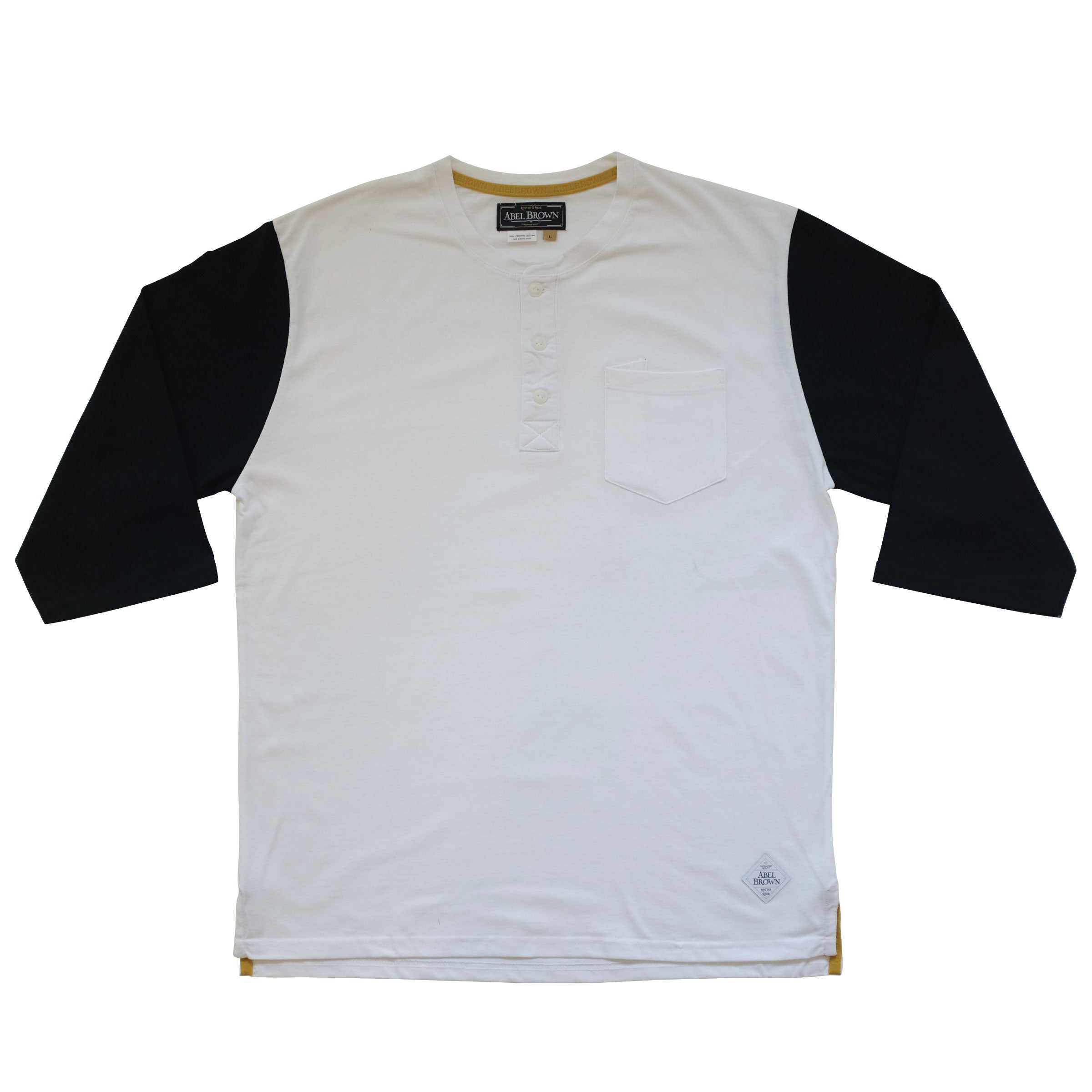 Raceday 3/4 sleeve Henley shirt- White - Abel Brown