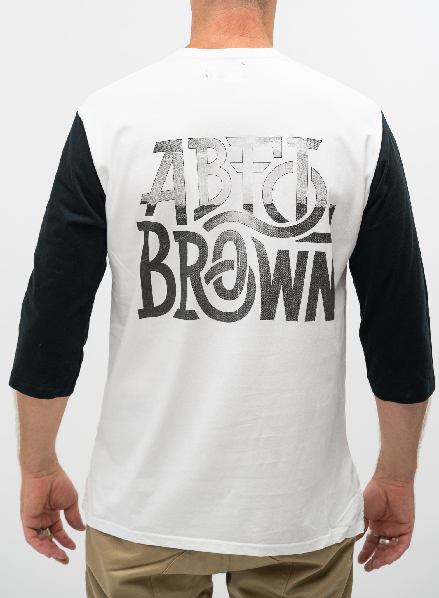 Abel Brown Stretch Baseball Tee - White
