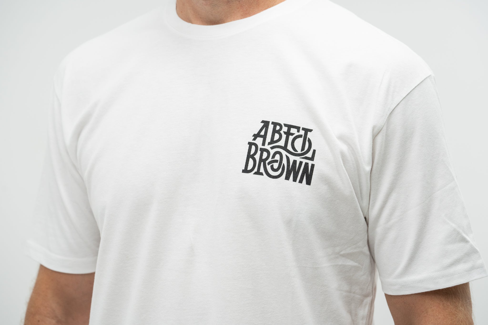 Abel Brown Stretch Tee - White
