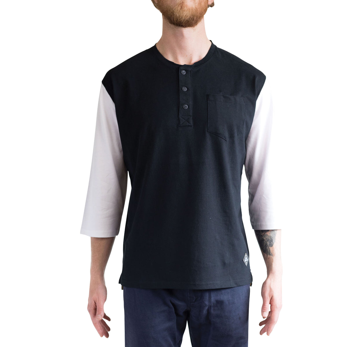 Raceday Black 3/4 Sleeve Henley - Motorcycle Riding Gear | Abel Brown